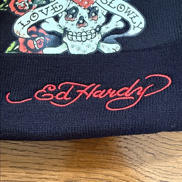 Ed Hardy Black Beanie (2 Pack) Rhinestone Skull/Heart Motif/other Ed Hardy Lion main image 8